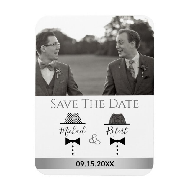 Imán Boda De Fotos Gays Guardar La Invitación De Fecha (Vertical)