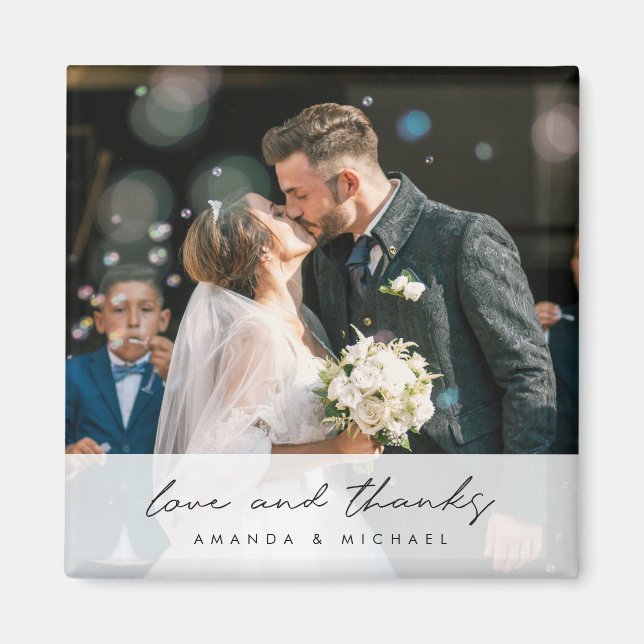 Imán Boda de fotos personalizado Gracias Magnet (Frente)