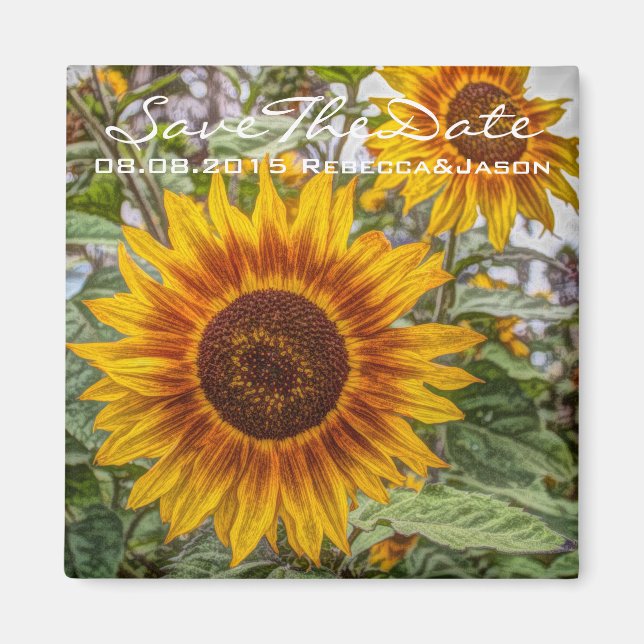 Imán boda de girasol amarillo del país occidental (Frente)