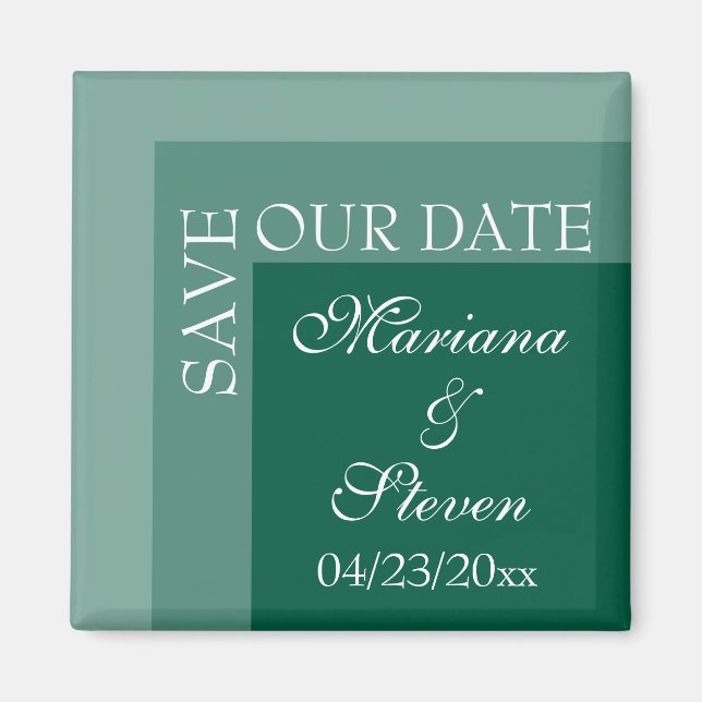 Imán Boda de guión simple moderno esmeralda verde (Frente)