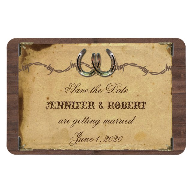 Imán Boda de herraduras rústicas en el país salva la fe (Horizontal)