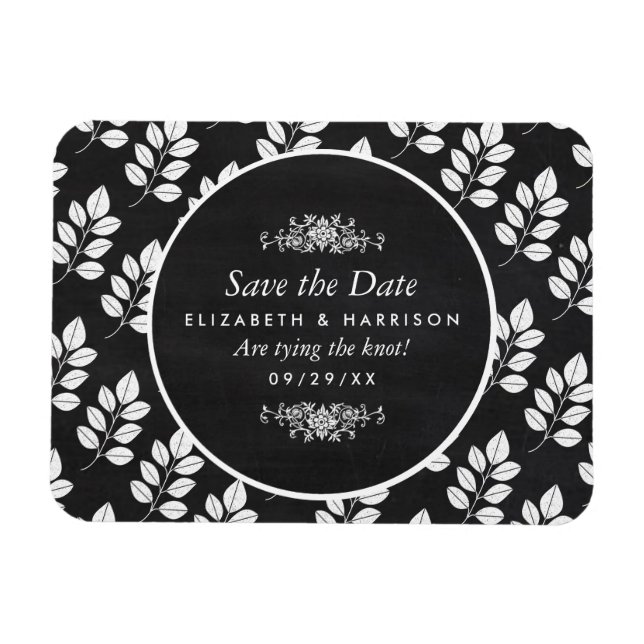 Imán Boda De Hojas Florales De Chalkboard Guardar La Fe (Horizontal)