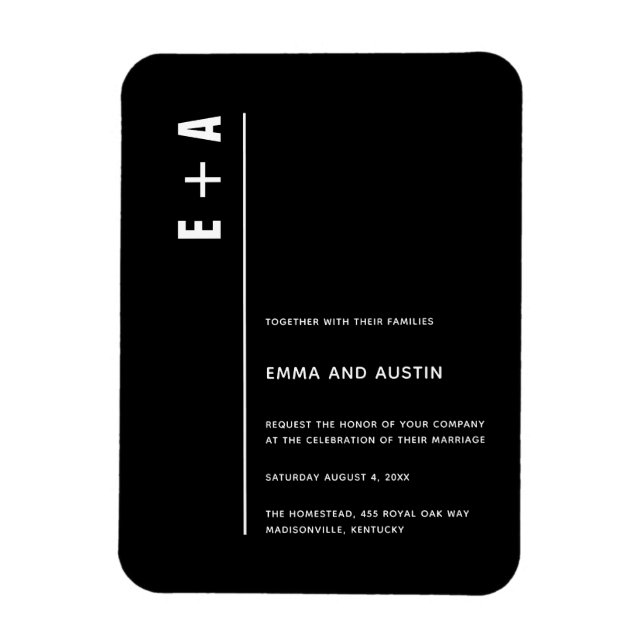 Imán Boda de Iniciales Minimalistas audaces y modernos  (Vertical)