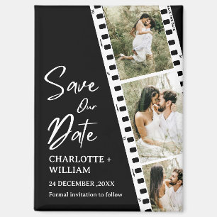 Imán Boda de la caja de fotos de Black Save our Date