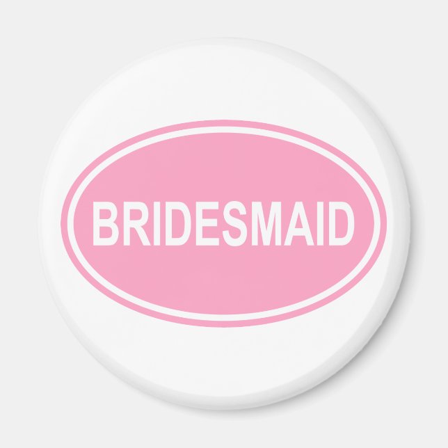 Imán Boda de la dama de honor Oval Pink (Frente)