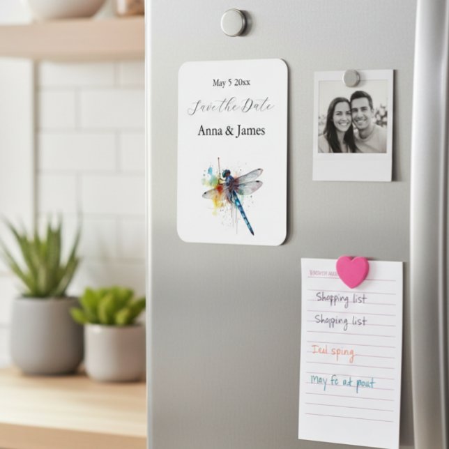 Imán Boda de la libélula, personalizado guardar la fech (Subido por el creador)