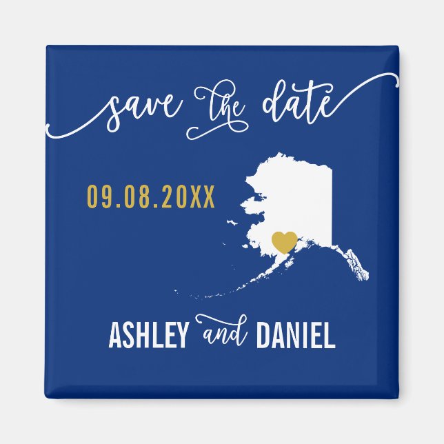 Imán Boda de la Marina Alaska Salven el mapa de fechas (Frente)