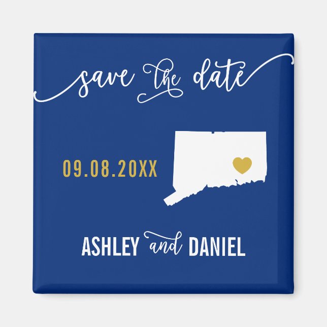 Imán Boda de la Marina Connecticut Guardar mapa de fech (Frente)