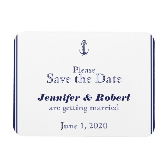 Imán Boda de la Marina de Guerra Náutica salva la fecha (Horizontal)