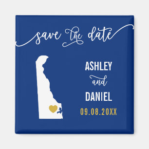 Imán Boda de la Marina Delaware Guarda el mapa de fecha