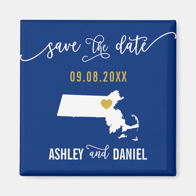 Imán Boda de la Marina en Massachusetts salva el mapa d (Frente)