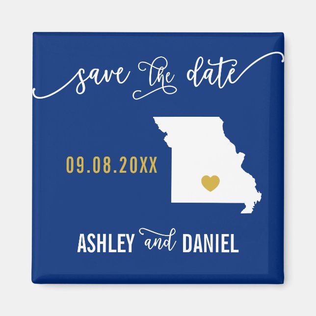 Imán Boda de la Marina Missouri Salven el mapa de fecha (Frente)