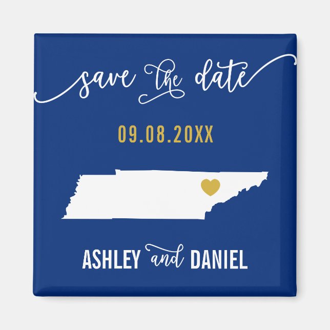 Imán Boda de la Marina Tennessee Guardar mapa de fechas (Frente)