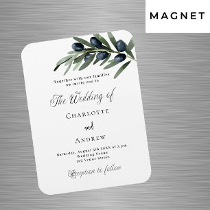 Imán Boda de la vegetación de la hoja de oliva invitaci