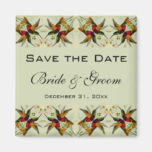Imán Boda de la Vintage Salven las flores de los colibr
