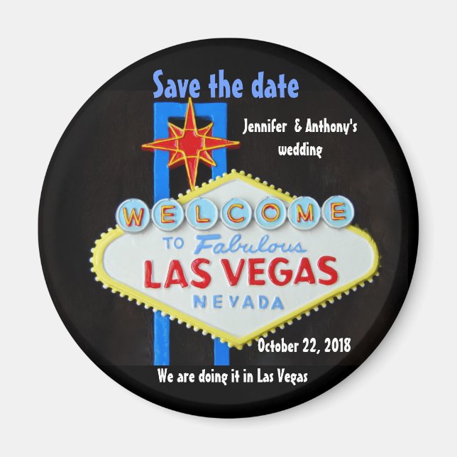 Imán Boda de Las Vegas personalizado Guardar la fecha (Frente)