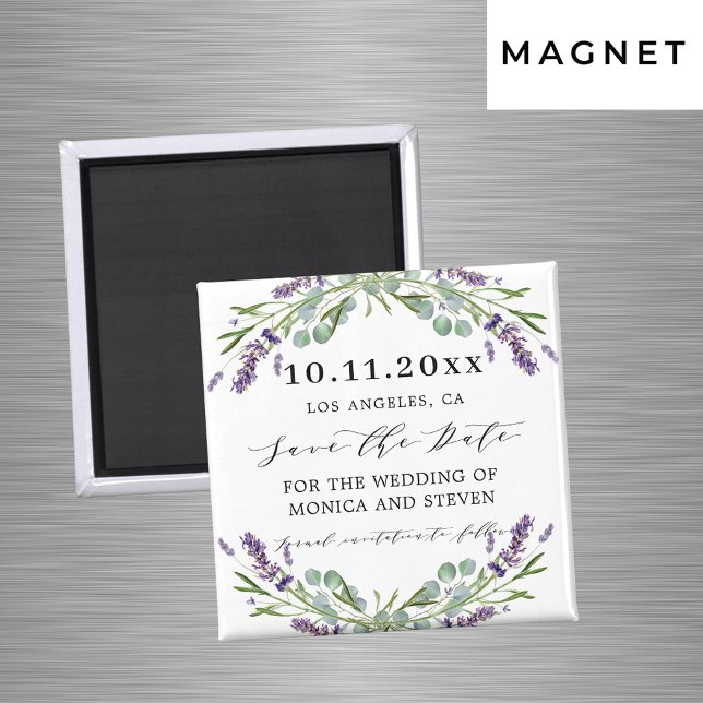 Imán Boda de Lavender violeta verde salva la fecha (Subido por el creador)