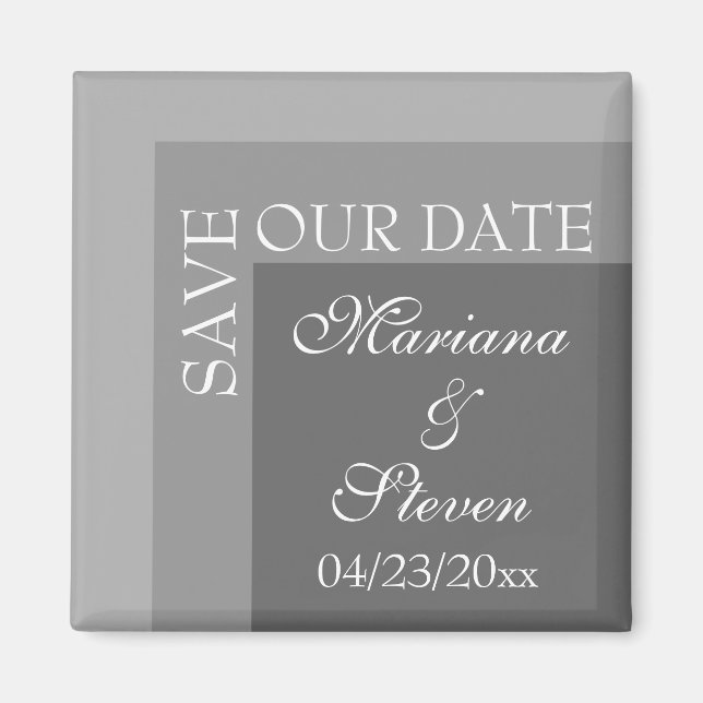 Imán Boda de letra moderna chic simple gris (Frente)