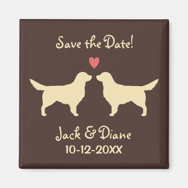 Imán Boda de los recuperadores dorados Guardar la fecha (Frente)