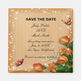 Imán Boda De Mariposa Floral De Madera Rústica Salva La