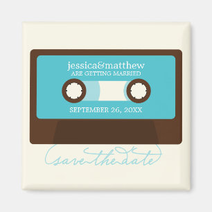 Imán Boda de mixtape retro Guardar la fecha