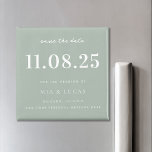 Imán Boda De Moda Mínima Fecha No Foto Guardar La Fecha<br><div class="desc">Personalice esta boda mínima de diseño de moda ahorre el imán de fecha con todos sus detalles.</div>