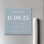 Imán Boda De Moda Mínima Fecha No Foto Guardar La Fecha<br><div class="desc">Personalice esta boda mínima de diseño de moda ahorre el imán de fecha con todos sus detalles.</div>