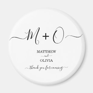 Imán Boda de Monograma de Caligrafía Elegante Moderna