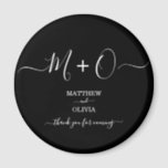 Imán Boda de Monograma de Caligrafía Elegante Moderna<br><div class="desc">Personalice este imán de bodas moderno y elegante con monograma/duograma unido a cambios decorativos. Perfecto regalar regalos a sus huéspedes en su boda formal.</div>