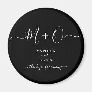 Imán Boda de Monograma de Caligrafía Elegante Moderna
