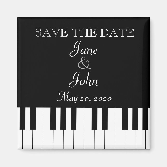 Imán Boda de música de teclado de piano Guardar la fech (Frente)