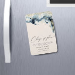 Imán Boda de oro de las olas de color de agua cambia la<br><div class="desc">Esto ahorra el imán de dátiles con pincel de color agua en los colores azul marino profundo con acentos dorados que imitan las olas en la playa, lo que lo hace una elección perfecta para una boda de verano o de playa. Es minimalista y elegante en diseño y elección de...</div>