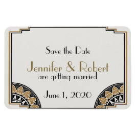Imán Boda de oro estilo Art Deco Salva la fecha