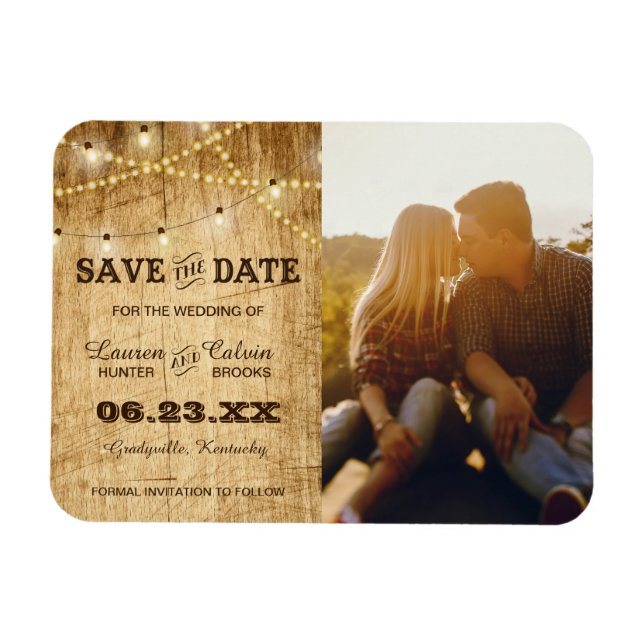 Imán Boda de país Salva la fecha con foto (Horizontal)