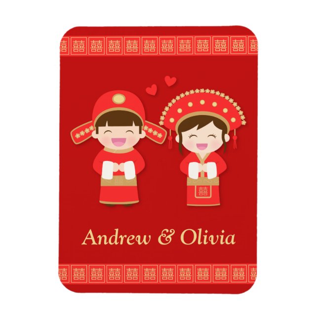 Imán Boda de pareja tradicional china (Vertical)