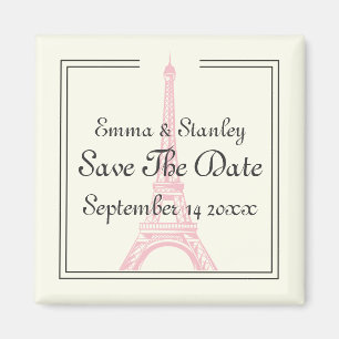 Imán Boda de París Torre Eiffel rosa Salven la fecha