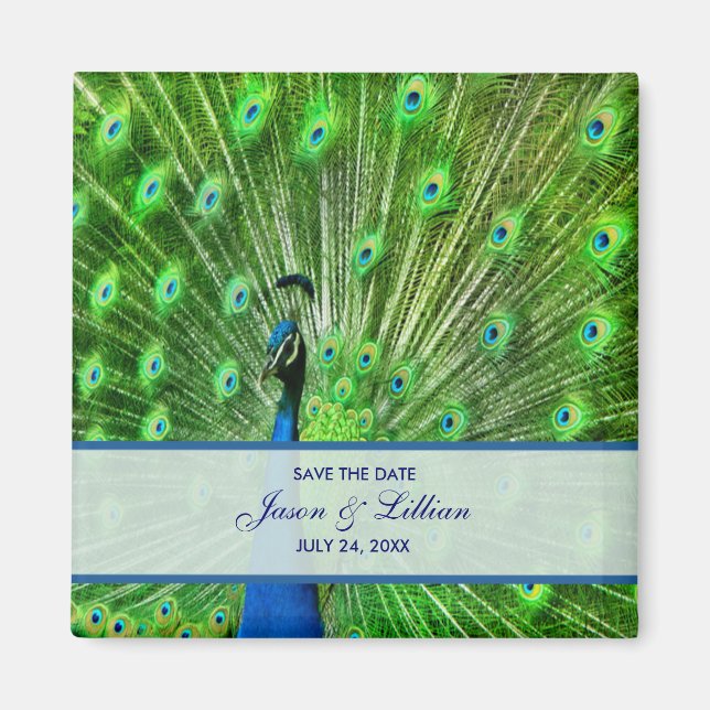 Imán Boda de pavo real salva la fecha (Frente)