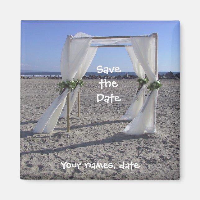 Imán Boda de playa Guardar la fecha (Frente)