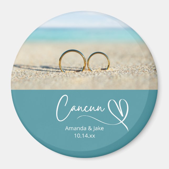 Imán Boda de playa personalizada en Cancun (Frente)