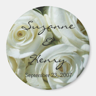 Imán Boda de rosas blancas personalizadas