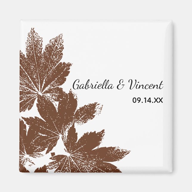 Imán Boda de sello de hoja de otoño (Frente)