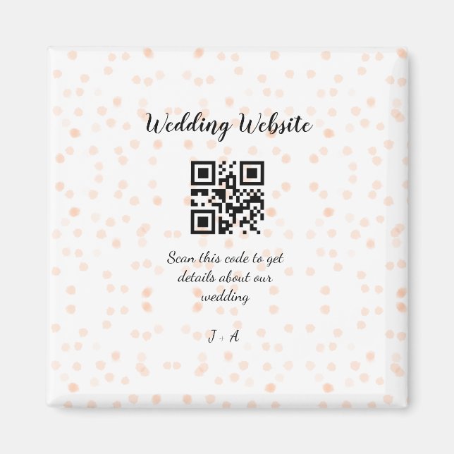 Imán Boda de sitio web escanear código QR para obtener  (Frente)