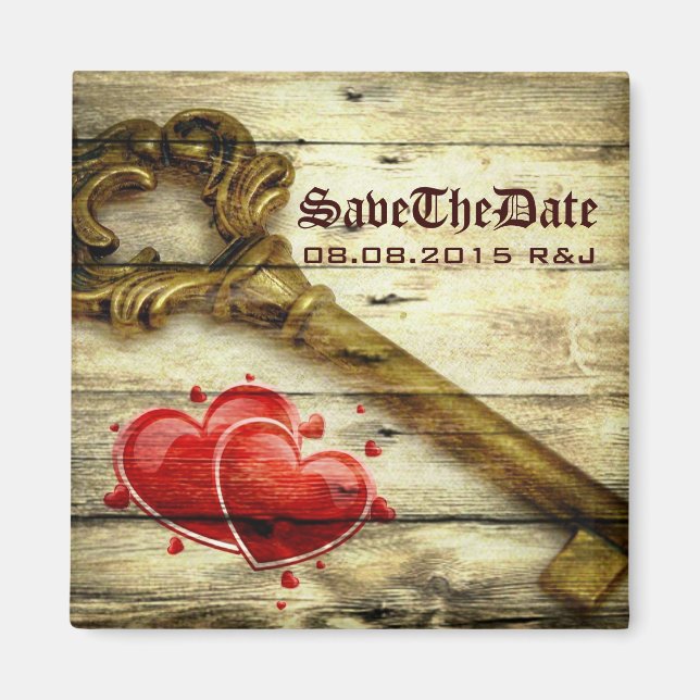 Imán boda de steampunk victoriano de clave de skeleton  (Frente)