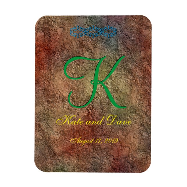 Imán Boda de textura roja de bronce (Vertical)