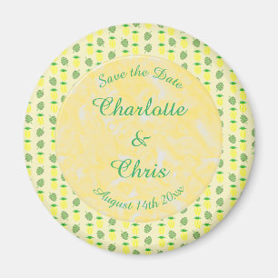 Imán Boda de verano tropical Piña y hojas de palmera