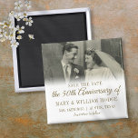 Imán boda del 50° Aniversario de Oro Foto Guardar la fe<br><div class="desc">Personaliza con tu foto boda favorita y tus detalles especiales de la celebración del 50° aniversario del boda dorado en la tipografía de oro de moda. Diseñado por Thisisnotme©</div>