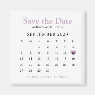 Imán Boda del calendario del corazón de Lavender Guarda