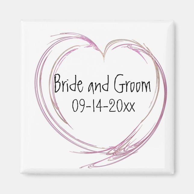 Imán Boda del corazón rosado abstracto (Frente)