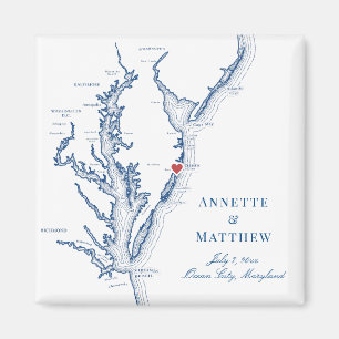 Imán Boda del mapa de la bahía de Chesapeake en Marylan