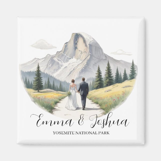 Imán Boda del Parque Nacional Yosemite - Personalizado (Frente)